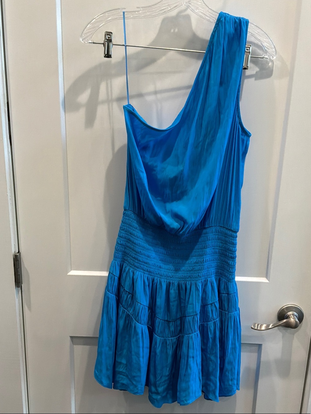 Ramy Brook New York S/M One-Shoulder Turquoise Blue Mini Dress Designer
